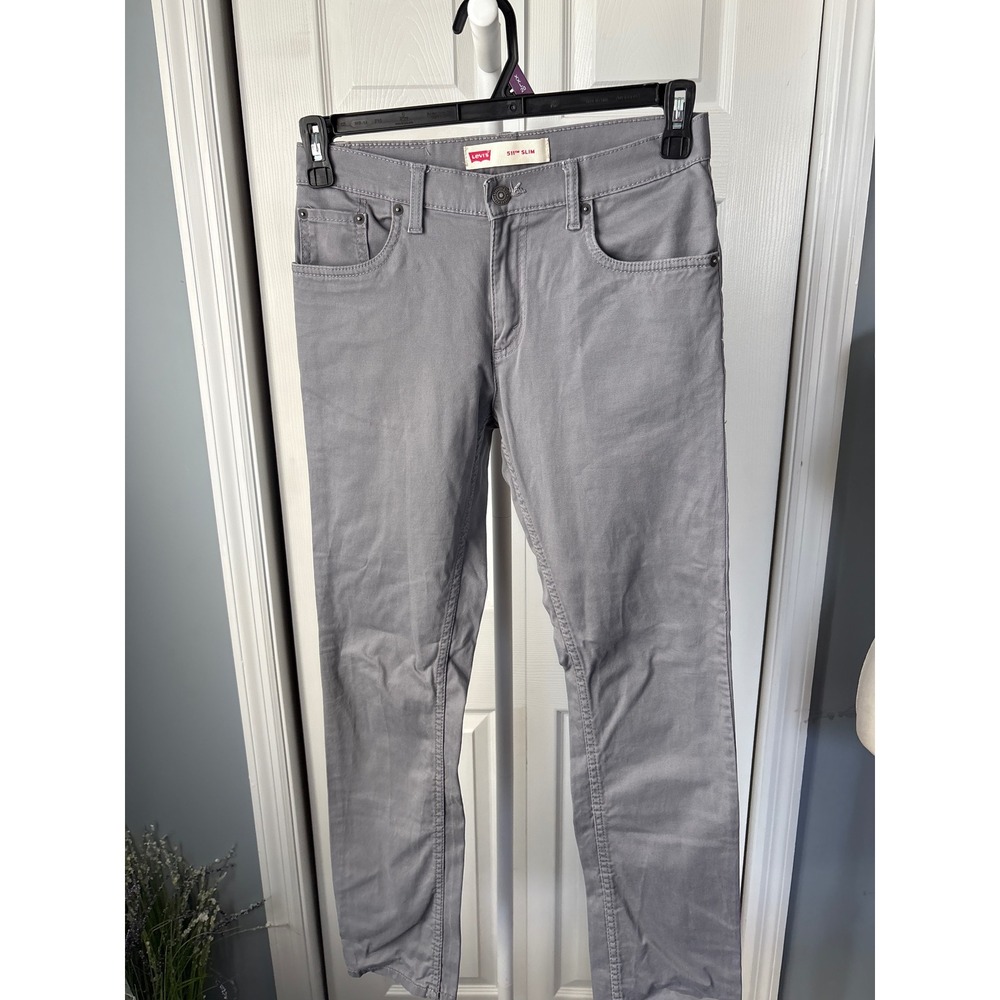 Levis 511 Slim Fit Grey Pants Mens Tapered Leg Casual Trousers Cotton Stretch